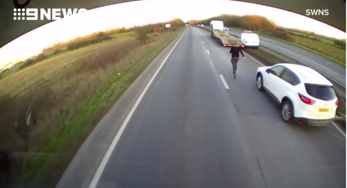 Another truck driver captured the dramatic incident on his dash camera. 