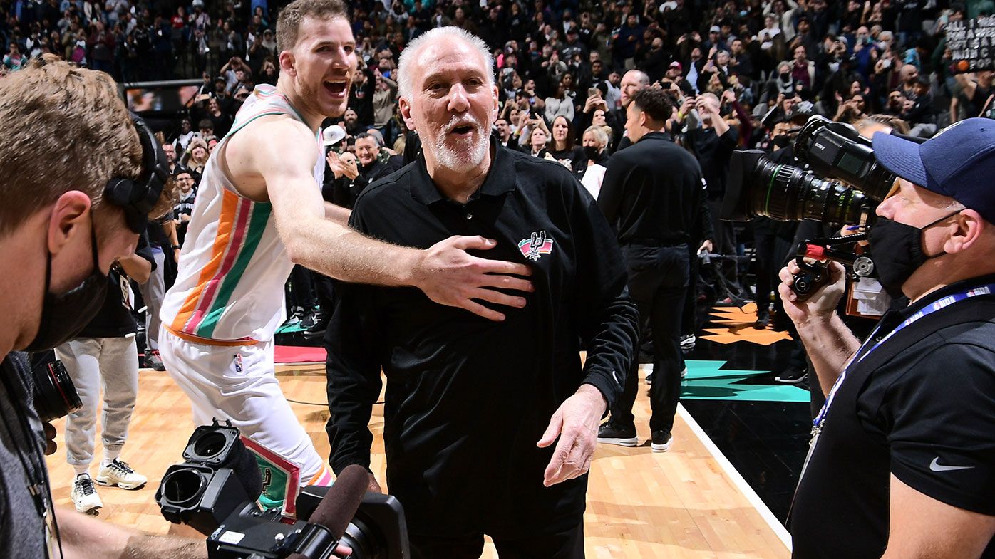 The San Antonio Spurs congratulate head coach Gregg Popovich