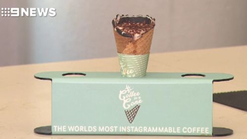 Adventurous caffeine lovers are encouraged to share their coffee cones on social media. (9NEWS)