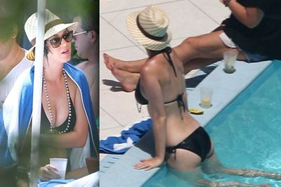 Katy Perry relaxed poolside with her sister and grandmother at a snazzy hotel in Miami.