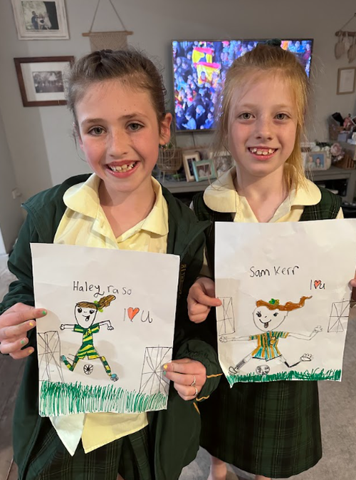 Young Matildas fans Avalon and Bella sent this picture in to show their support.