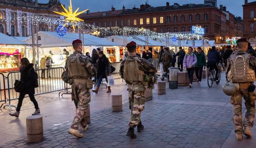 Security at a Christmas market in Toulouse, France after the Strasbourg attack.