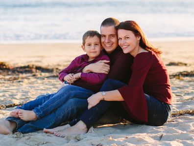 Carien, Oscar and Joshua on the beach. 