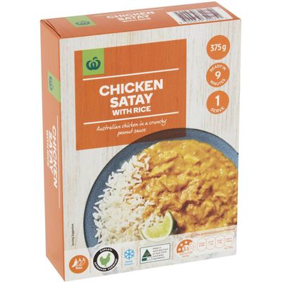 Woolworths Chicken Satay & Rice 375 grams: 554 calories