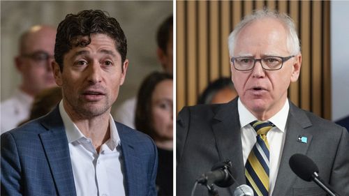 The Justice Department is investigating Minnesota Gov. Tim Walz, right, and Minneapolis Mayor Jacob Frey.