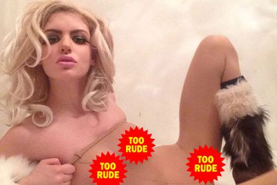 The board is titled: 'F--- it. Bare it all. Nude testing.'<br/><br/>The page has 3088 pins and 33 likes.<br/><br/>Images: Pinterest/Gabi Grecko<br/>