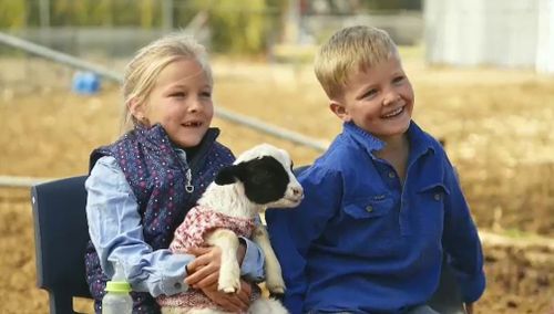 Eliza Larkin and her brother Ryder spoke to the Today Show about life in the drought. Picture: 9NEWS