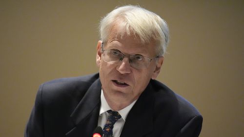 Dr. Martin Kulldorf speaks during a meeting of the Advisory Committee in Immunization Practices at the CDC, Wednesday, June 25, 2025, in Atlanta. 