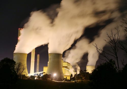 Night time image Loy Yang of Power Station in the Latrobe Valley, Victoria. 