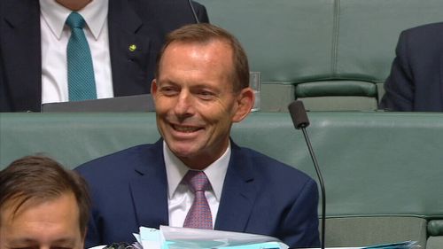 A grinning Tony Abbott.
