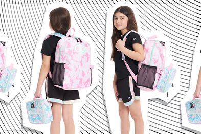 9PR: Champion Youth Backpack and Lunchbag Combo, Pink Candy and Aruba Blue