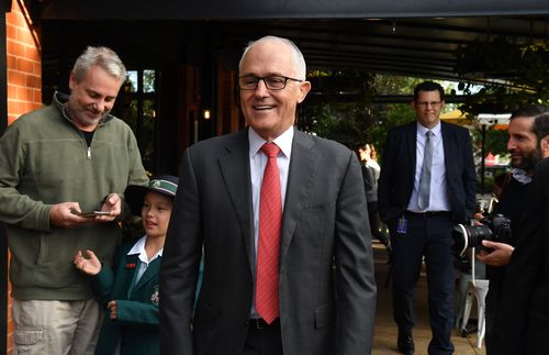 PM Turnbull visited a coffee shop in Canberra this morning. Picture: AAP