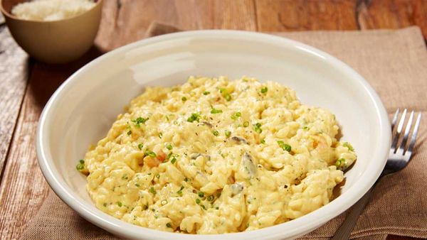 Guillaume Brahimi's pumpkin risotto with Parmesan emulsion and creme fraiche recipe