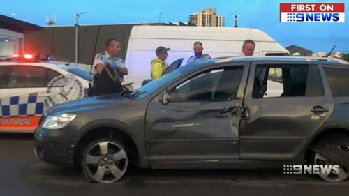 Police chased the Volkswagen Polo GTI on the M5 in Hurlstone Park in Sydney’s south-west before arresting four teens