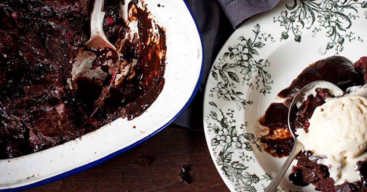 Double chocolate raspberry self-saucing pudding - 9Kitchen