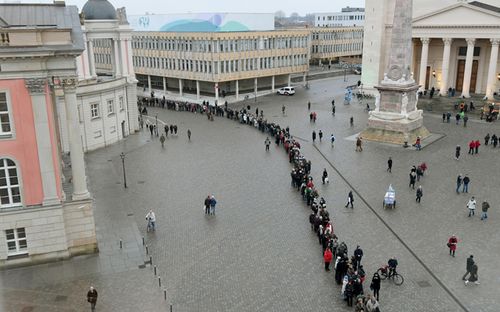 A long queue in front of the Museum Barberini in Potsdam, Germany in January 2017.