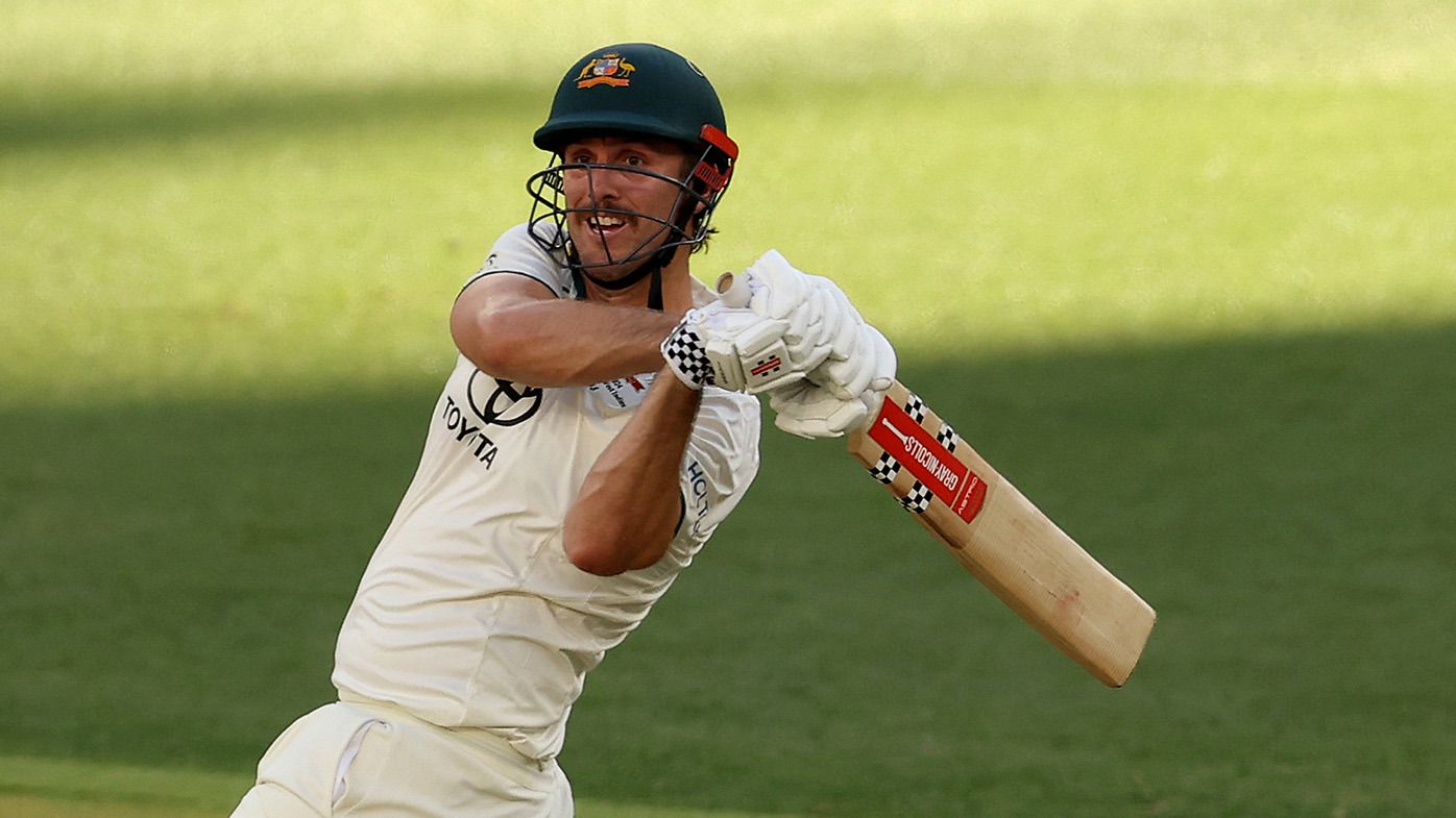 Mitch Marsh of Australia bats during day one of the Men&#x27;s First Test match between Australia and Pakistan at Optus Stadium on December 14, 2023 in Perth, Australia. (Photo by Paul Kane/Getty Images)