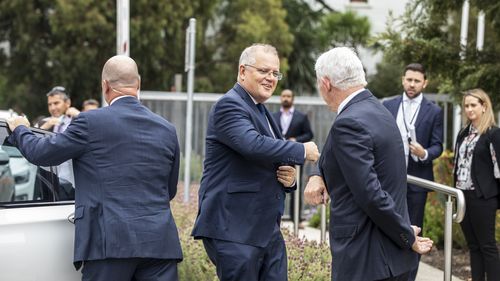 Prime Minister Scott Morrison at pharmaceutical company CSL which is manufacturing Australia's Oxford-AstraZeneca COVID-19 vaccines.