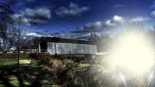 The covered bridge was about 10 kilometres from the Reed's diner.