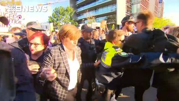 Violent protests break out at Tony Abbott fundraising event