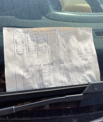 parking note with drawing