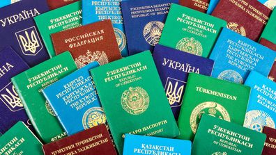 Pile of passports from around the world