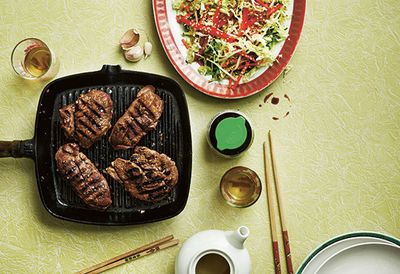 Chinese lamb steak with cabbage