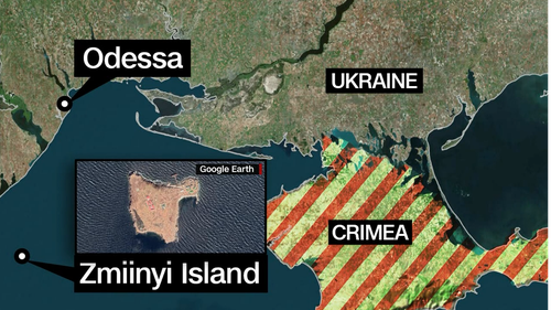 Snake Island, also known as Zmiinyi Island, sits about 48 kilometres off the Ukrainian mainland's southern tip in the northwestern Black Sea.