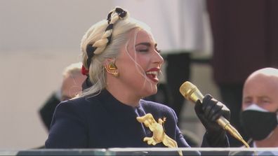 Lady Gaga arrives performs US national anthem at Biden-Harris inauguration
