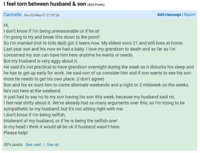 She has shared her dilemma on Mumsnet.