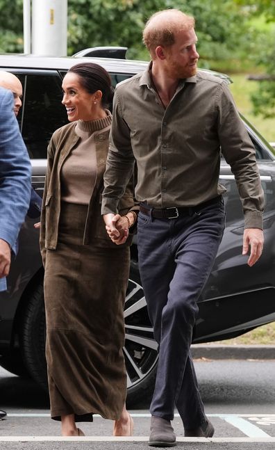 MELBOURNE, AUSTRALIA - APRIL 14: Prince Harry, Duke of Sussex and Meghan, Duchess of Sussex arrive at the Australian National Veterans Arts Museum (Anvam) at Southbank in Melbourne, Australia on April 14, 2026. Meghan and Prince Harry, Duke of Sussex, are on a four-day visit to Australia, with appearances in Melbourne, Canberra and Sydney. (Photo by Jonathan Brady-Pool/Getty Images)