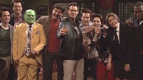 Jim Carrey and the Saturday Night Live cast in a "family renunion" skit. (Saturday Night Live)