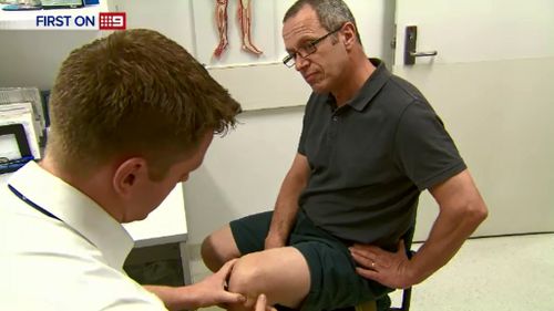 Mr Trapani suffers knee pain. (9NEWS)