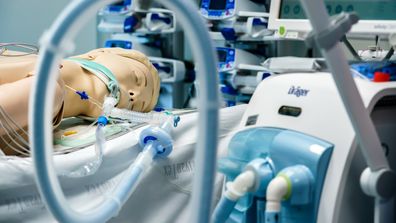 A medical ventilator is fixed to a dummy at the Vivantes Humboldt Hospital in Berlin, Germany. Due to the ongoing pandemic of the COVID-19 disease caused by the SARS-CoV-2 coronavirus, the availability of ventilators is limited. 