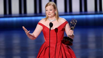 Sarah Snook accepts the Outstanding Lead Actress in a Drama Series award for Succession onstage during the 75th Primetime Emmy Awards at Peacock Theater on January 15, 2024 in Los Angeles 