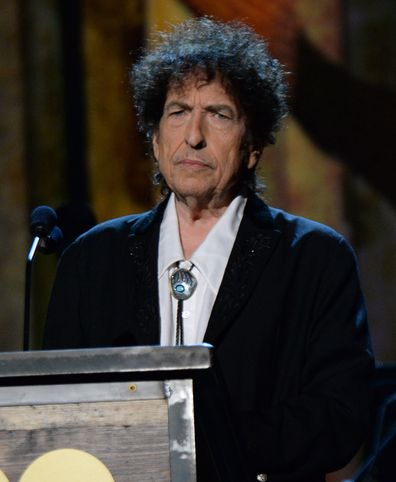 Bob Dylan onstage at the 25th anniversary MusiCares 2015 Person Of The Year Gala honoring Bob Dylan at the Los Angeles Convention Center on February 6, 2015 in Los Angeles, California. 