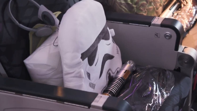 Travellers were treated to a Star Wars cushion and lightsaber 
