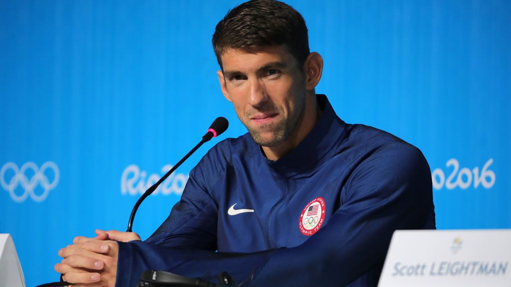 Michael Phelps (USA), is seen during the Swimming Press Conference of team USA at the MPC (Main Press Centre) at Olympic Park Barra prior to the Rio 2016 Olympic Games. (AFP)