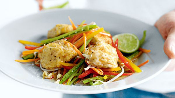 Salt and pepper tofu with chilli lime dressing