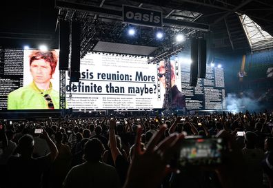 Oasis first reunion concert in Cardiff, Liam Gallagher and Noel Gallagher