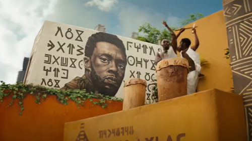 Tribute to the late Chadwick Boseman in Black Panther: Wakanda Forever.