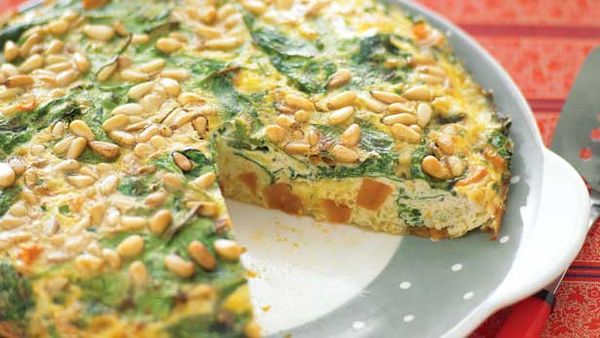 Sweet potato and pinenut frittata