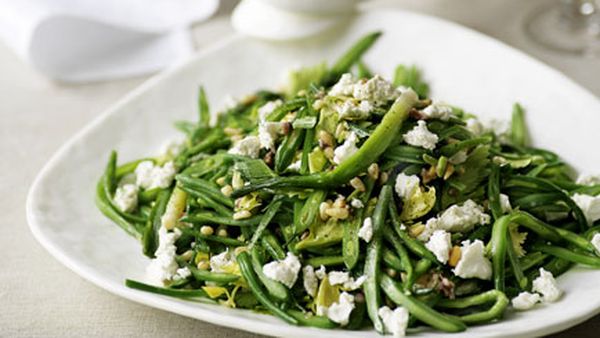 Green bean and goats' cheese salad with anchovy dressing