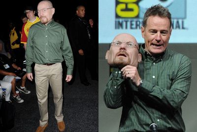 Bryan Cranston wore a mask of himself to the <i>Breaking Bad</i> panel. Freaky!<br/><br/>Images: Getty