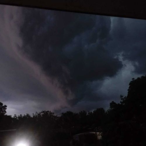 The storm turned skies black in Blue Haven on the NSW Central Coast.