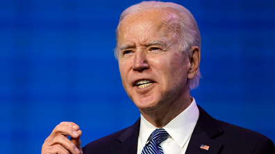 President-elect Joe Biden speaks during an event at The Queen theater in Wilmington, Del., Thursday, Jan. 7, 2021, to announce key nominees for the Justice Department. (AP Photo/Susan Walsh)