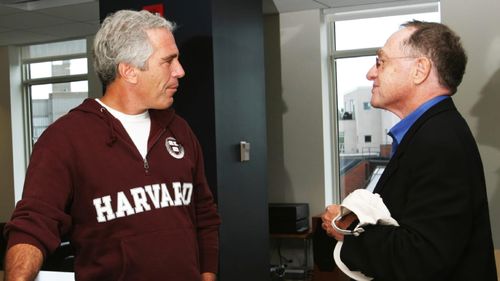 This undated photo released by Democrats on the House Oversight Committee shows Jeffrey Epstein, left, with his lawyer, Alan Dershowitz. (House Oversight Committee via AP)