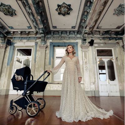 <p>Angelic: Melbourne-based fashion entrepeneur and Insta personality, Rozalia Russian, helps launch the pram in Australia.</p>