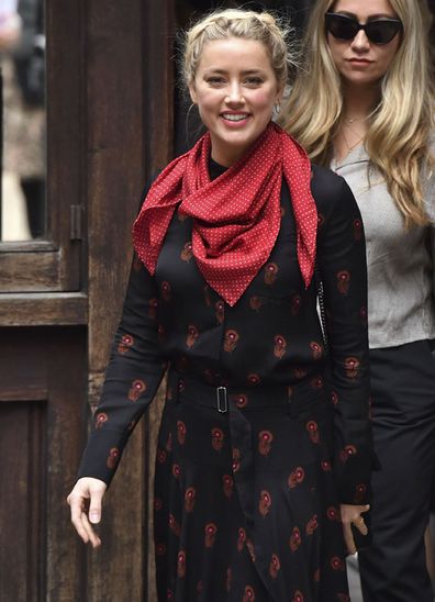 Actress Amber Heard arrives at the High Court in London for a hearing in Johnny Depp's libel case, in London, Wednesday July 15, 2020.