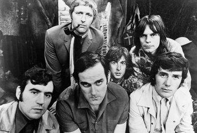 The six members of the Monty Python team, 1969. Left to right: Terry Jones, Graham Chapman (1941 - 1989), John Cleese, Eric Idle, Terry Gilliam and Michael Palin.